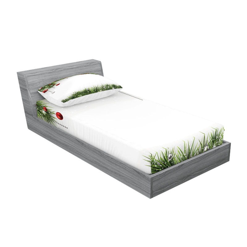 Drap-housse et coussin décoratif Ambesonne Christmas, vert rouge, Ensemble de draps pour lit simple + deux taies d'o