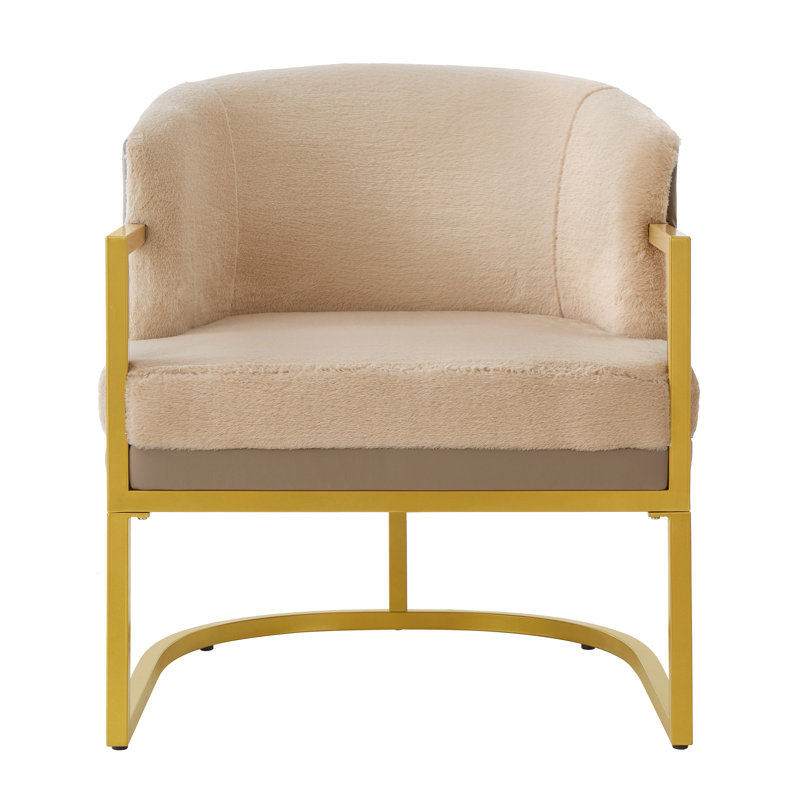 Chaise de lecture rembourrée avec fauteuil en métal doré moderne Modern Accent Chair, Brown