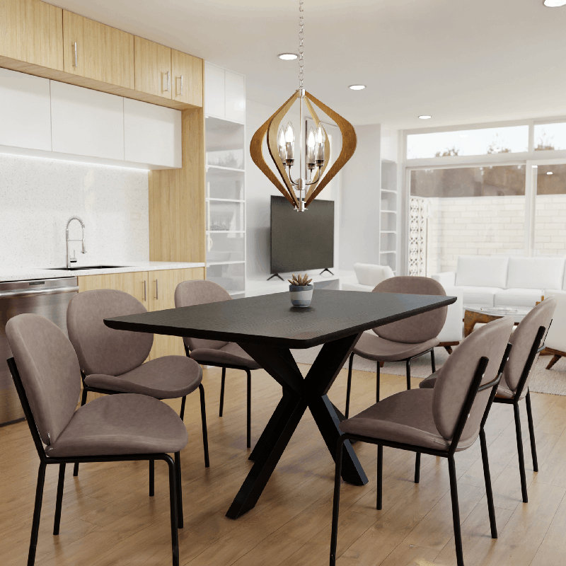 Modern PU Leather Dining Chair with Iron Frame, Comfortable and Beautiful Side Chair for Kitchen and Dining Room, Light Gray
