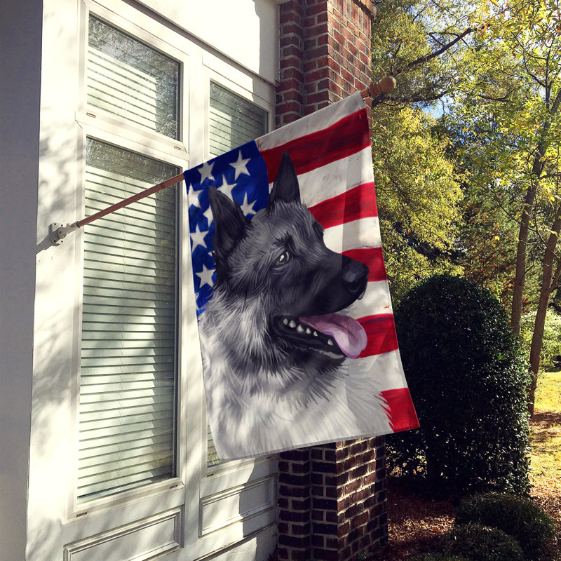 Polyester à 2 côtés 28 x 40 po drapeau maison, Elkhound norvégien
