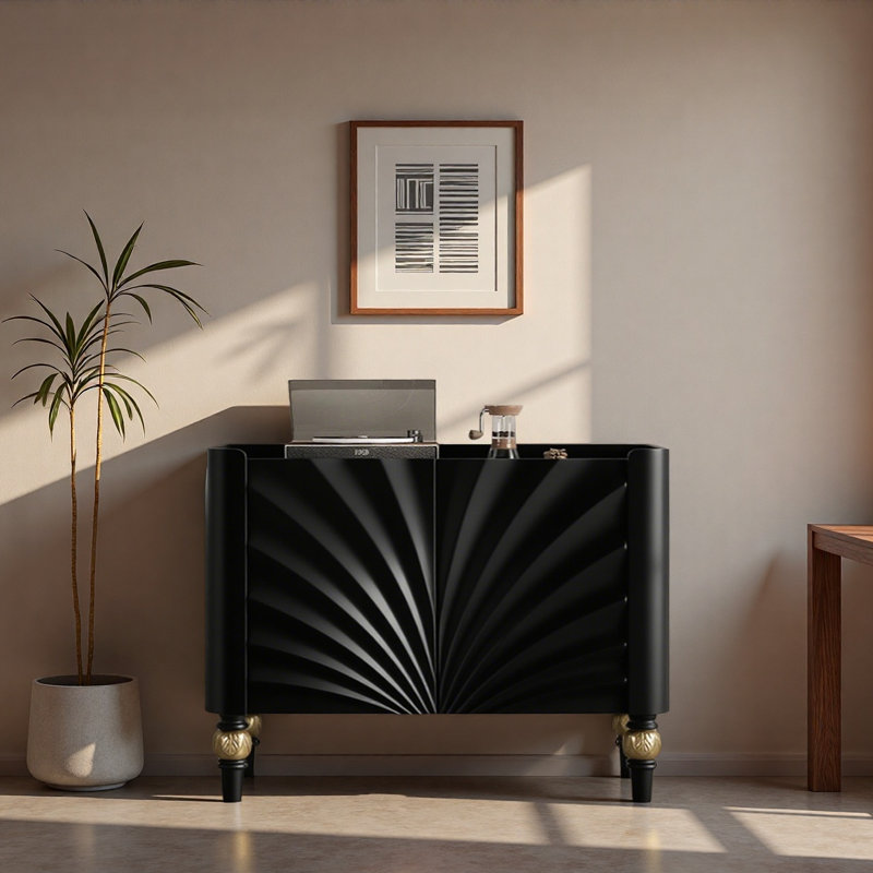 Buffet décoratif italien, Noir, H 31,5 po x l 39,37 po x P 15,75 po
