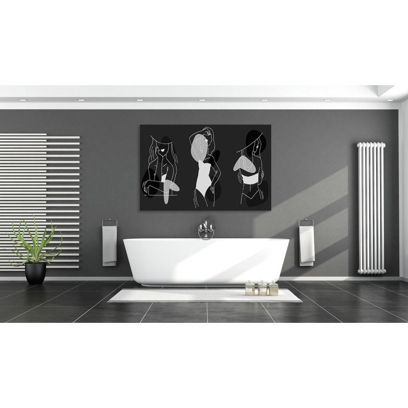 Boho mesdames en noir - reproduction sur toile tendue, H 12 po x l 18 po x P 1,5 po