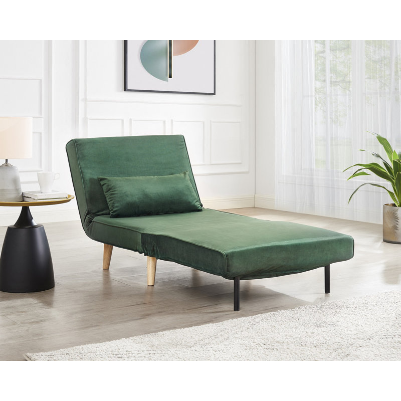 Griswalda 1 Seater Velvet Reclining Futon, Green Velvet