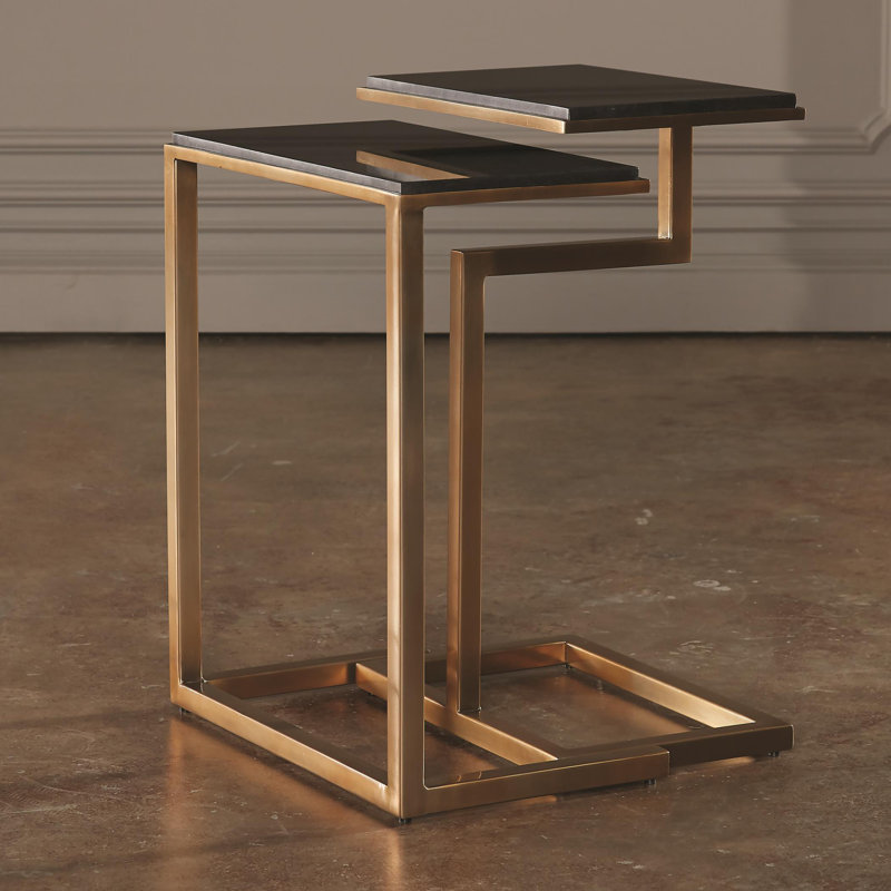Marble Nesting End Table, Brass