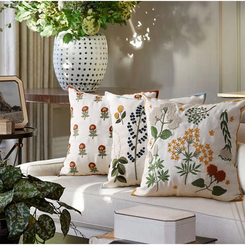 Floral Linen Pillow Cover