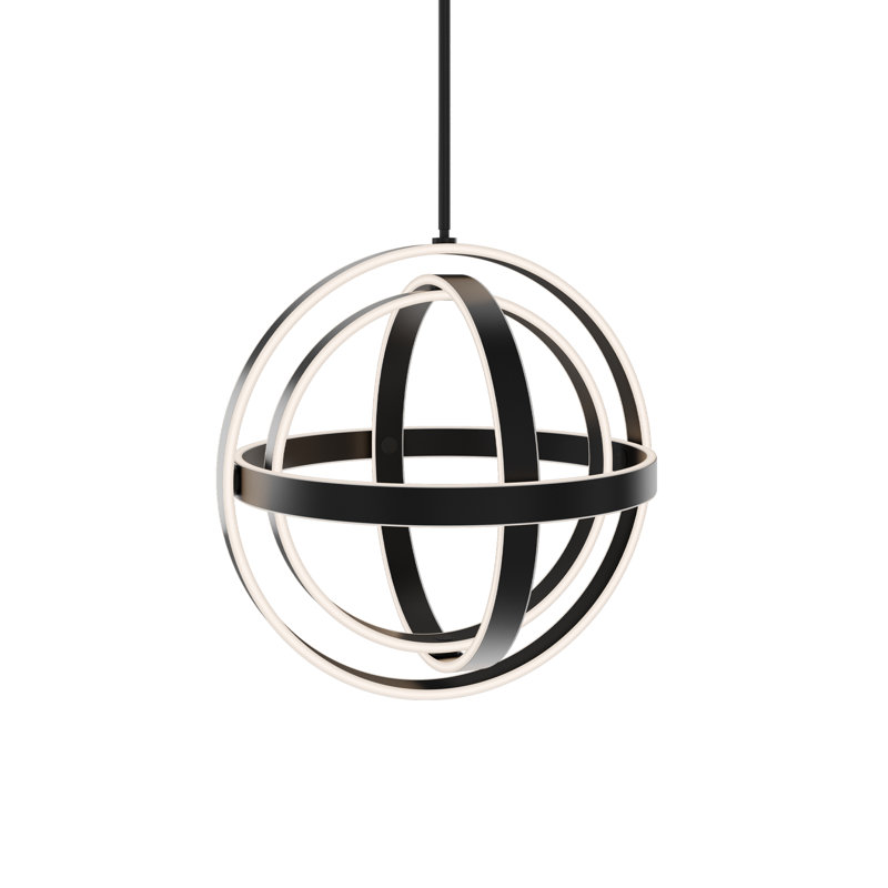 Kinetic 1-Light Single Globe LED Pendant, Black, 18" H x 18" W x 18" D