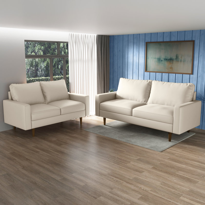 Canapé Elden, Similicuir blanc, H 33 po x l 70 po x P 32 po