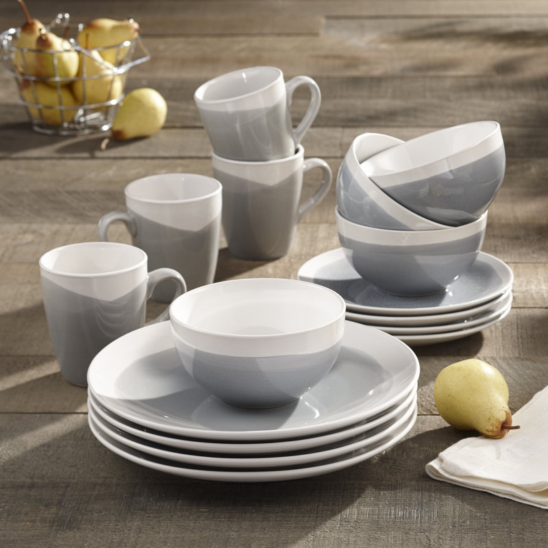 Service de vaisselle de 16 pièces Bayford, service pour 4, Bleu / gris