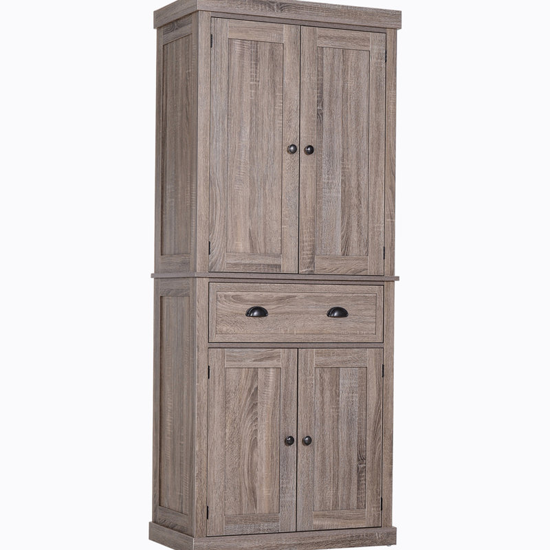 Armoire de rangement avec tiroir et tablettes réglables, Blanc, Noir, noir, noir, noir