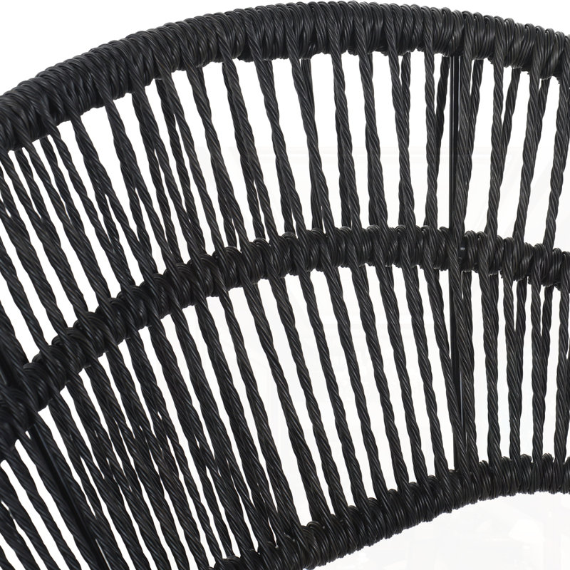 Ensemble de 2 chaises d'extérieur en osier, Coussin gris foncé / structure en teck