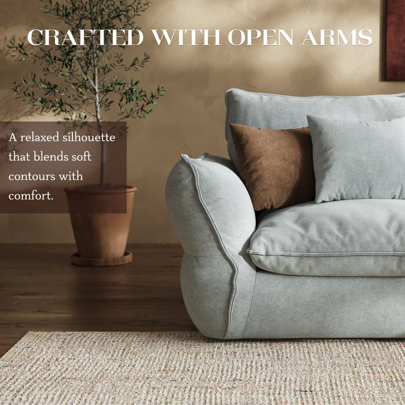Canapé surdimensionné en mélange de duvet désossé de 81 po Boneless, Mélange de plumes bleues