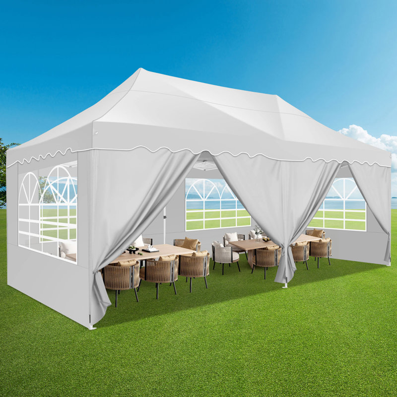 Auvent étanche 20 'x 10' avec parois latérales, Blanc