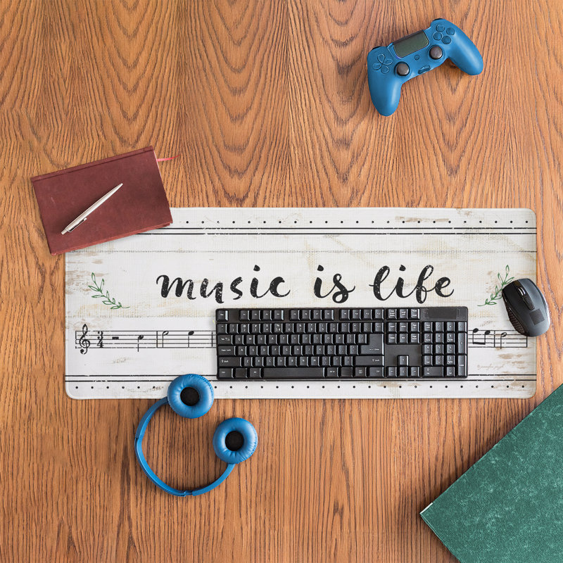 Tapis de bureau musical Music Is Life Melody, design par Jennifer Pugh, 30 x 12