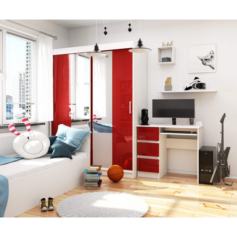 Eldwin Computer Desk, Left, Red/White