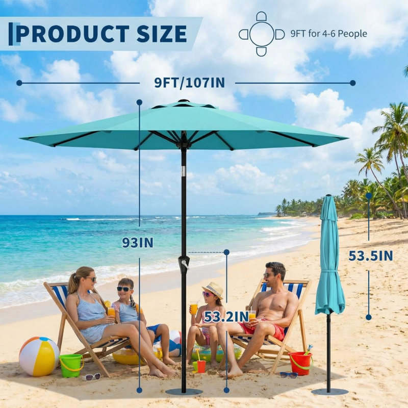 107cm Balcony Parasol, Blue
