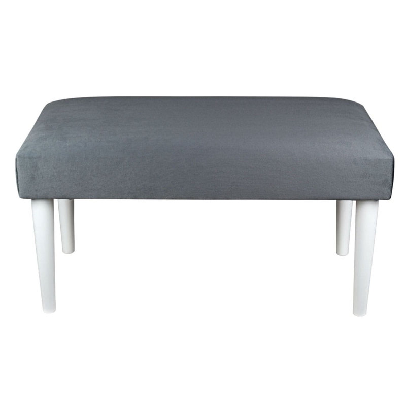 Mansbury Velvet Upholstered Bench, Grey, 45cm H x 150cm W x 35cm D
