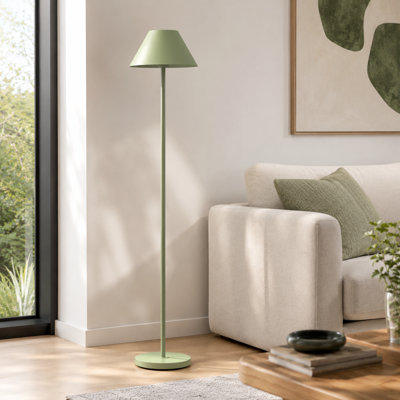 60.25" Modern Green Metal Floor Lamp 3-Level Dimming Foot Switch with Metal Shade