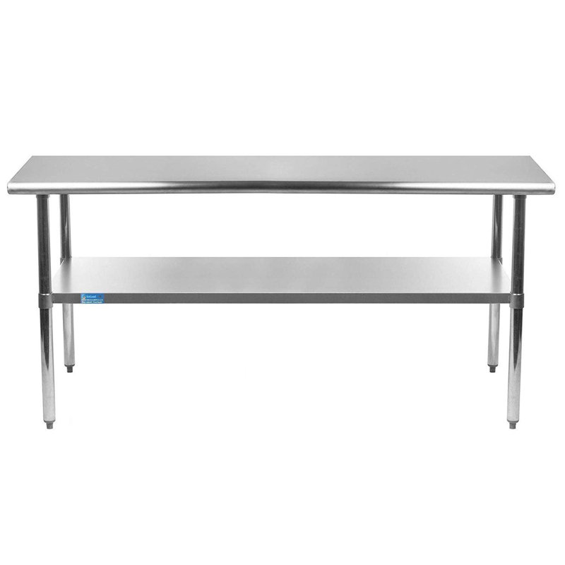 Stainless Steel Prep Table. 18 Gauge Metal Work Table with Undershelf. NSF, 35" H x 60" L x 30" W