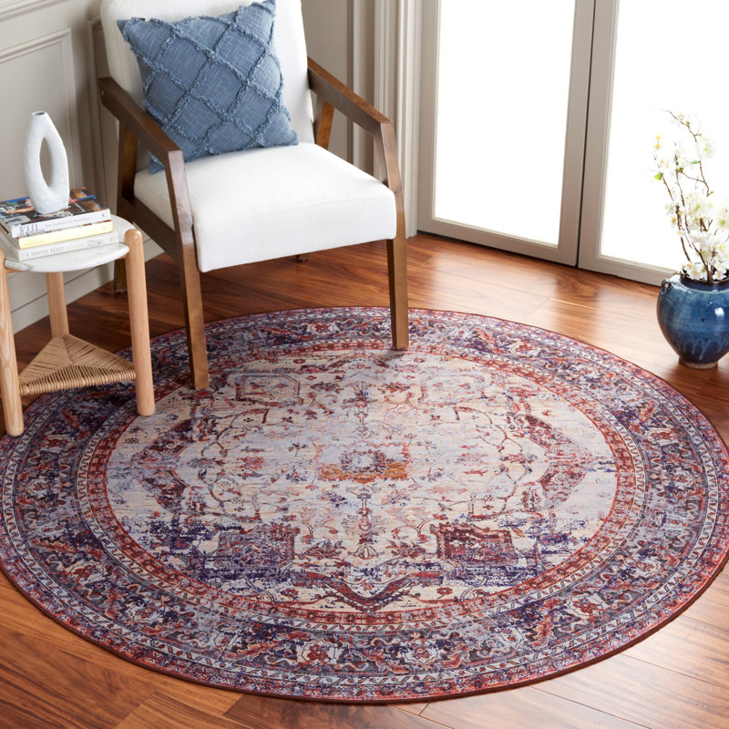 Tapis beige / rouge Jetsyn Performance, Rond 6 pi