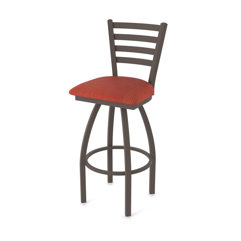 Tabouret pivotant Jackie, Bronze, Tabouret de bar (siège d'une hauteur de 30 po), Tissu - graphite coquelicot