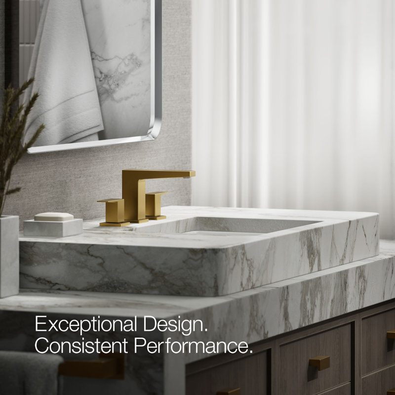 Kohler Honesty Widespread Bathroom Faucet with Pop-Up Drain Assembly, 3-Hole 2-Handle Bathroom Sink Faucet, 1.2 gpm
