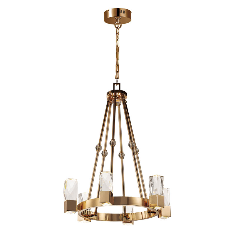 12 - Light LED Chandelier, Polished Gold