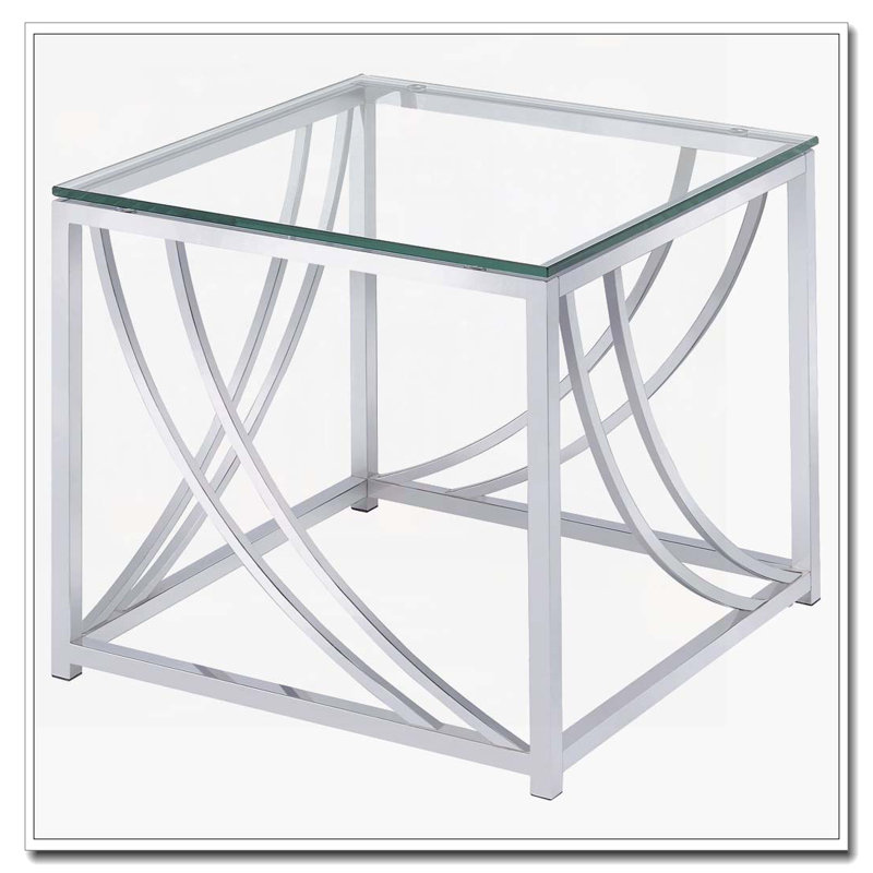 Brianne Chrome Square Glass Top End Table