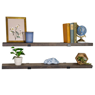 2 Piece Solid Wood Floating Shelf