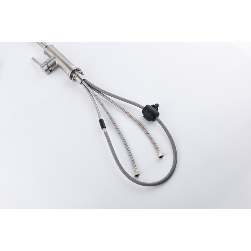 Robinet de cuisine avec douchette extractible, Nickel brossé