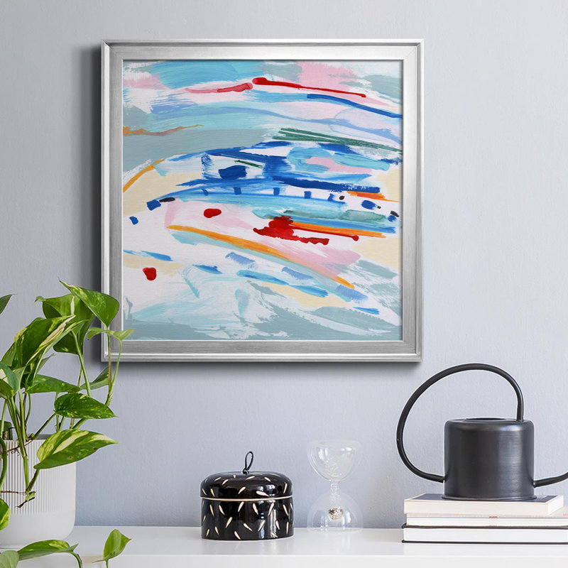 Waterway I - Peinture sur toile encadrée, H 26,5 po x l 26,5 po x P 1,5 po, Argent