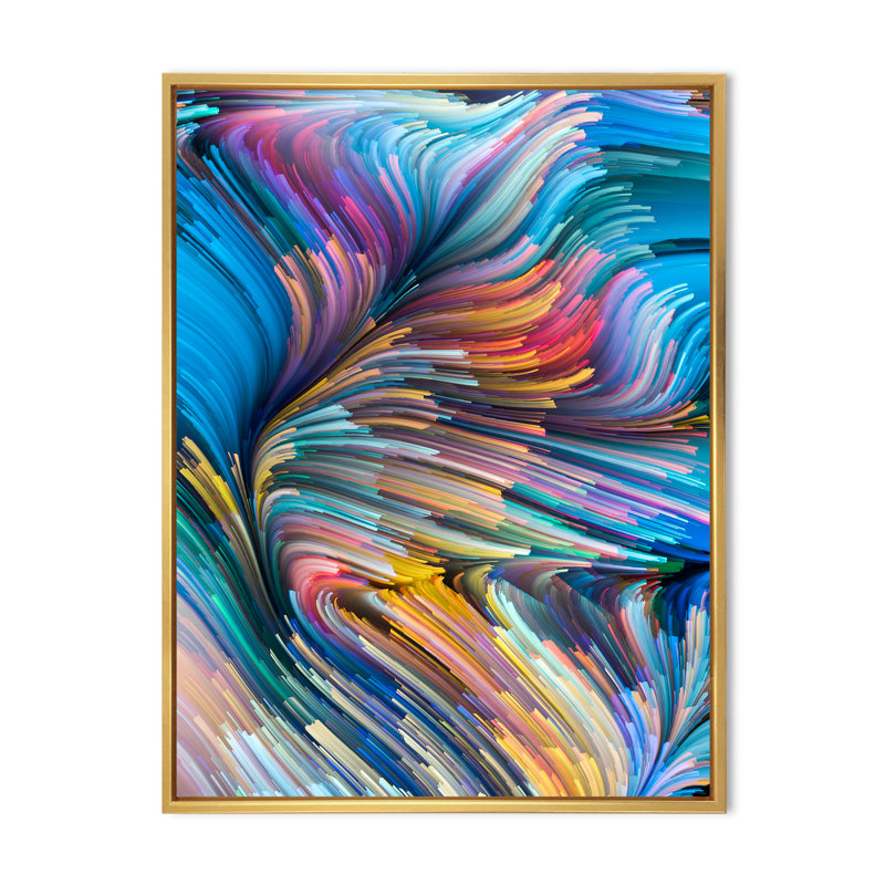 Escape Of liquide Art V - décoration murale moderne en toile, H 20 po x l 12 po x P 1 po, Cadre flottant doré