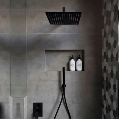 16x12 Inch Rectangle High Flow Extra Large Rain Shower Head - Universal Ceiling/Wall Mount