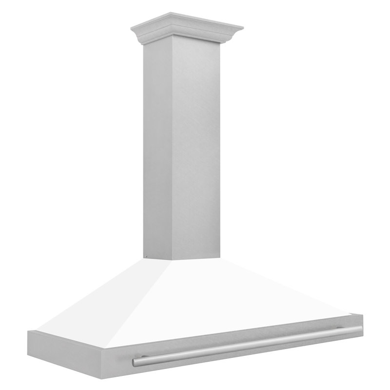 ZLINE 48" Fingerprint Resistant Stainless Steel Range Hood with Stainless Steel Handle, White Matte