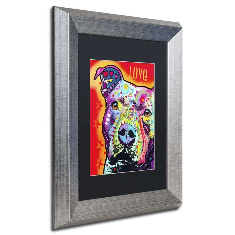 « consciencieux pitbull », reproduction d’impression sur toile, H 20 po x l 16 po x P 0,5 po, Cadre argenté, Noir