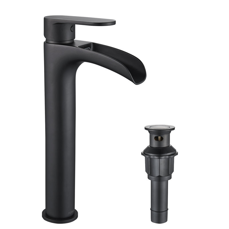 Waterfall Tap with Waste, Black