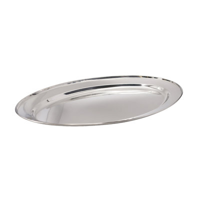 Buckingham Mirror Polish Oval Serving Tray Heavy Gauge Plate Stainless Steel 