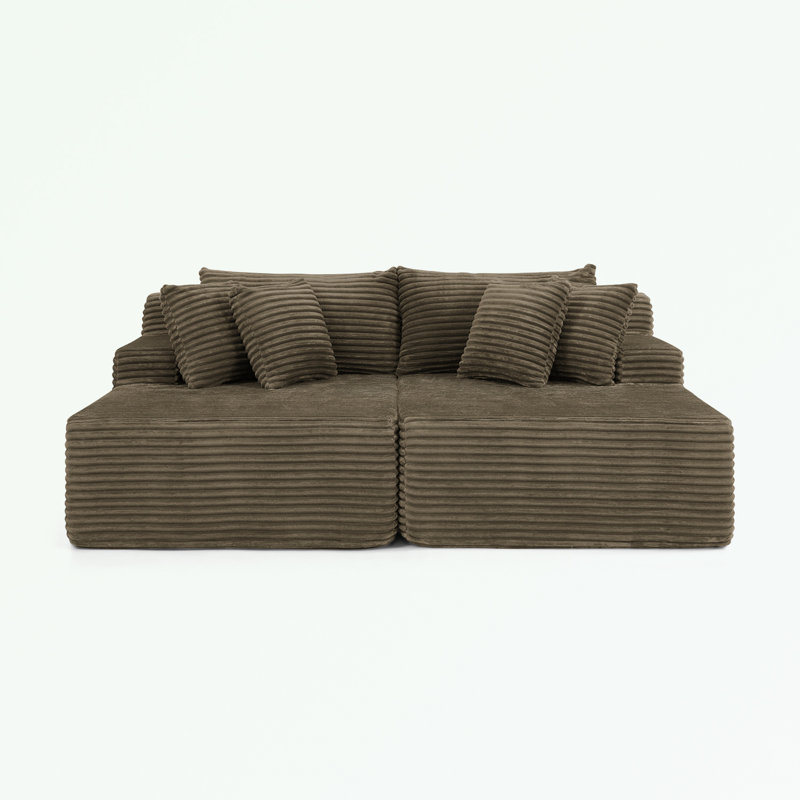 Canapé avec coussin moelleux et coussins, Brun