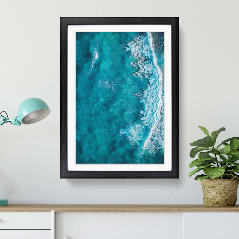 Waves in Brisbane Australia - Picture Frame Graphic Art Print, Black, 50cm H x 35cm W x 2cm D