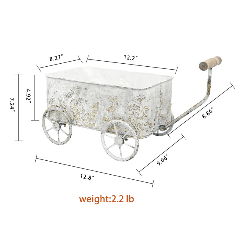 Boîte à fleurs brouette en métal rétro, jardinières en wagon en métal pour plantes d'extérieur, panier de fleurs pour le patio du balcon du jardin (fleur exclue)