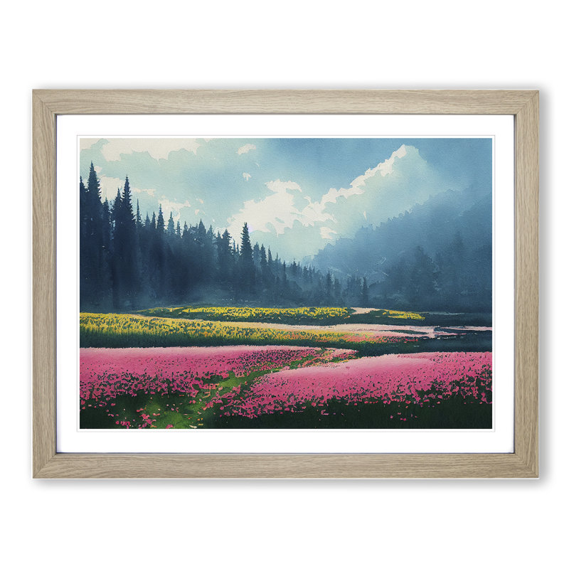XH1022-8188X Spring Forest Meadow Vol.1 - Single Picture Frame Print, 46cm H x 64cm W x 2cm D, Oak Framed