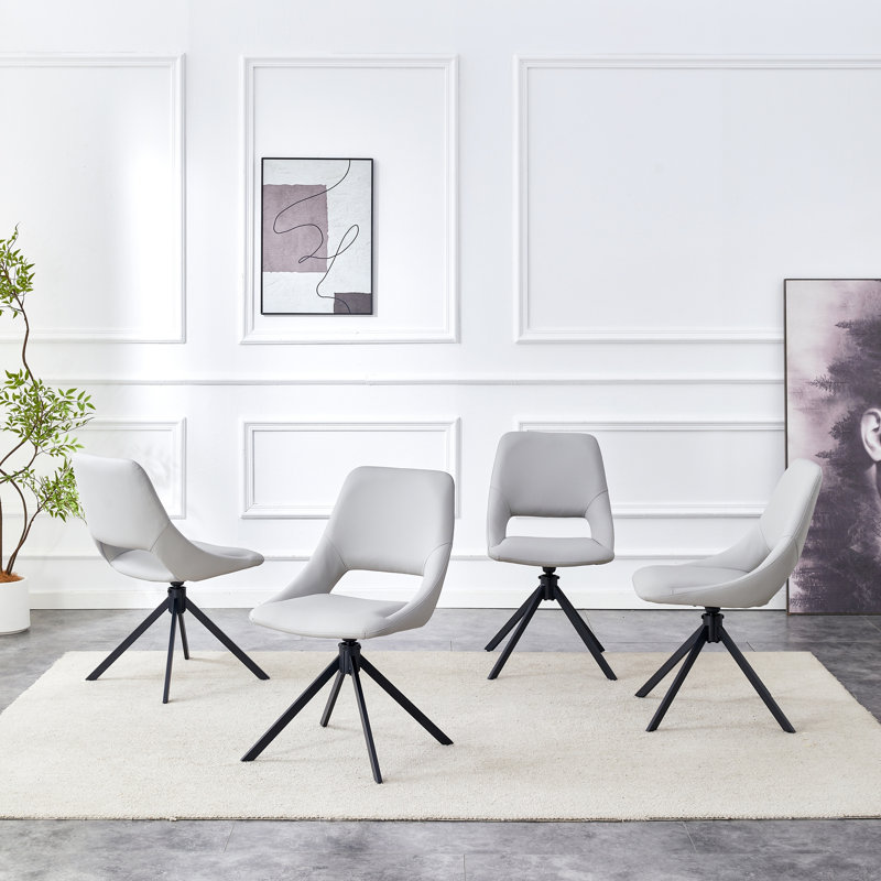 Ensemble de 4 chaises de salle à manger, chaise pivotante confortable et chaise de cuisine, 4, Gris clair