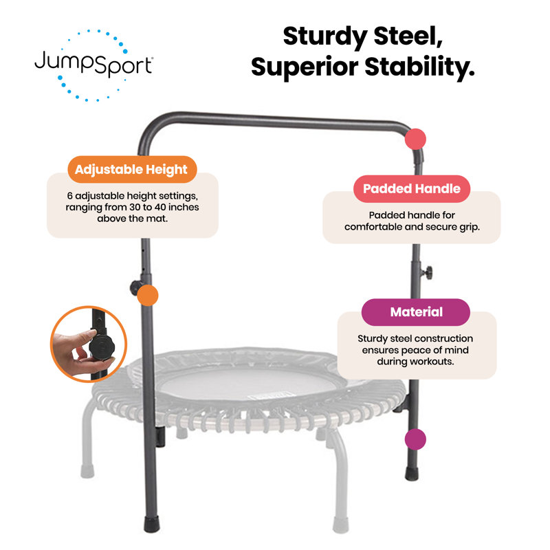 JumpSport Handle Bar Accessory for Arched Leg Fitness Trampolines, 3.5" H x 6" W x 33.5" D