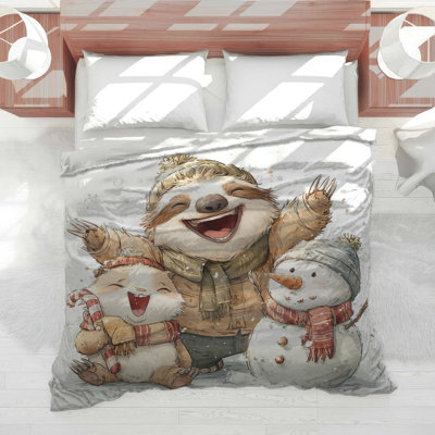 Édredon mignon paresseux bonhomme de neige