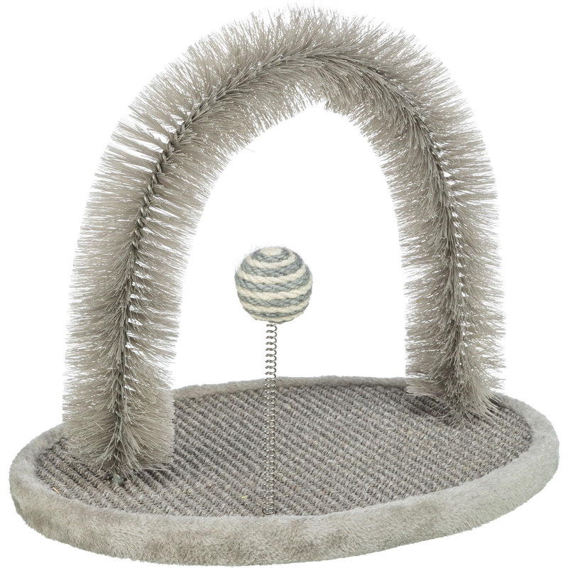  Grattoir avec brosse à griffes pour chat et auto-toilettage, soutient des griffes et un pelage sains
