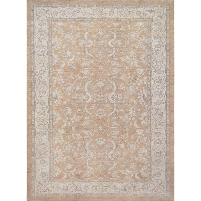 Tapis unique brun clair / gris / taupe de 7 pi 9 po x 10 pi 7 po Agra