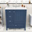 Meuble-lavabo moderne avec lavabo en céramique intégré, armoire à charnières à fermeture en douceur et 3 tiroirs-129412305
