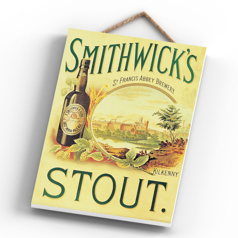 Smithwick's Stout Vintage Retro Poster Design On Wooden Plaque