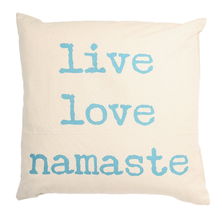 Yoga Cotton Throw Pillow, 18" H x 18" W x 6" D, Feathers