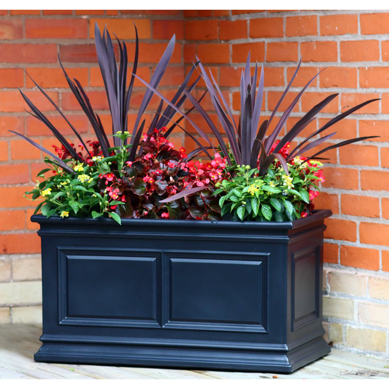 Large Black Self-Watering Rectangular Outdoor Planter