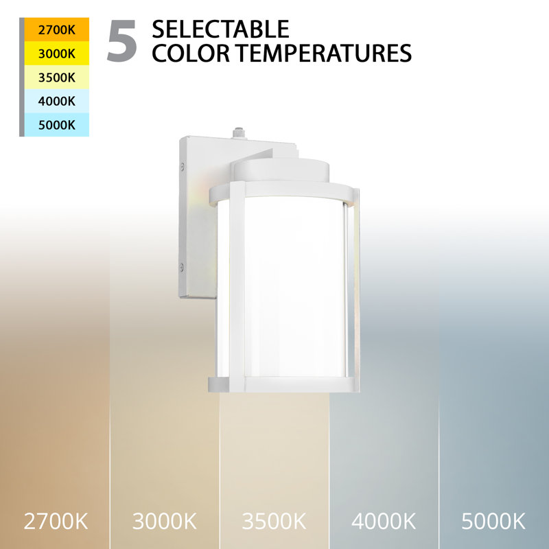 Lantern 10" LED Outdoor / Indoor Wall Light With Color Temperature Switch (2700K/3000K/3500K/4000K/5000K), White, 10"H